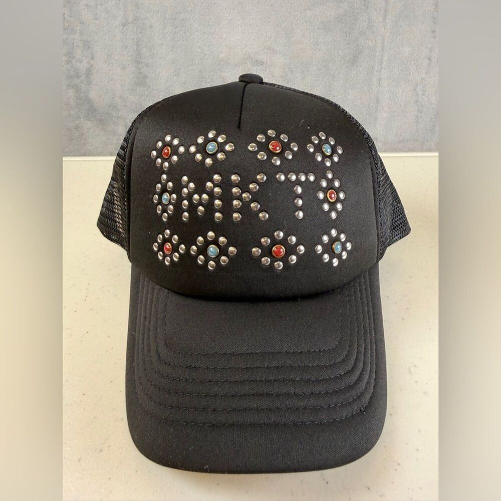 Bejeweled  Womens Hat Cougar Black Studded Foam Trucker Colorful Trendy New